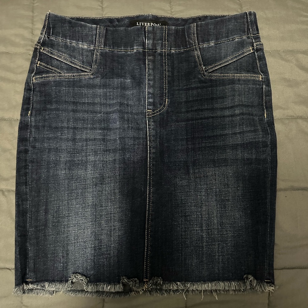 Liverpool Denim Pencil Pull On Pencil Skirt